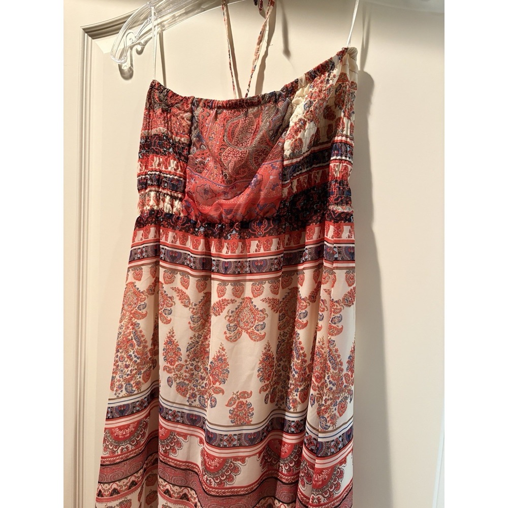 Bershka Maxi Dress Women L Indie Beach Coastal Fairy Boho Patchwork silk Dress - Picture 8 of 13